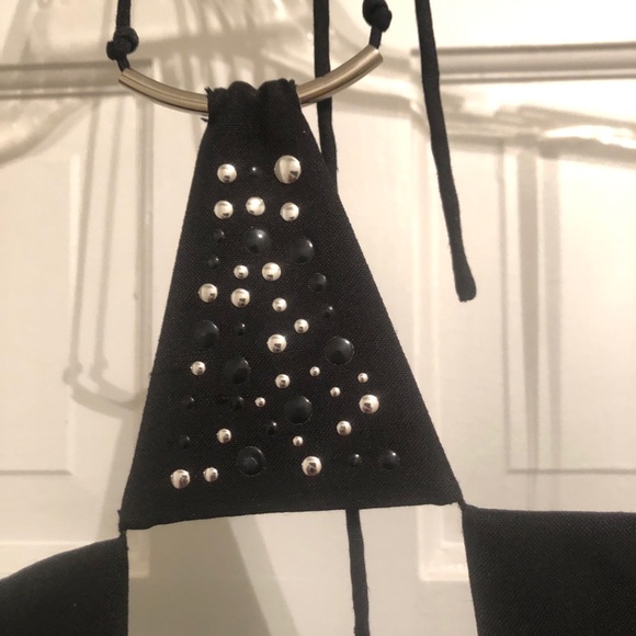 Black Cocktail Dress with Metal Embellishment - Picture 2 of 2